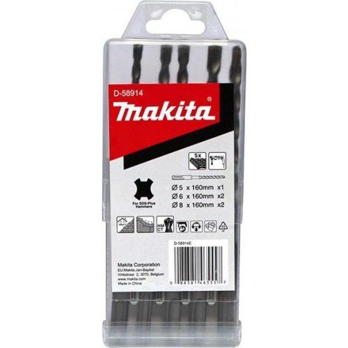 MAKITA sada vrtáků SDS-Plus 5;6;8x100/160 mm, 5 ks D-58914