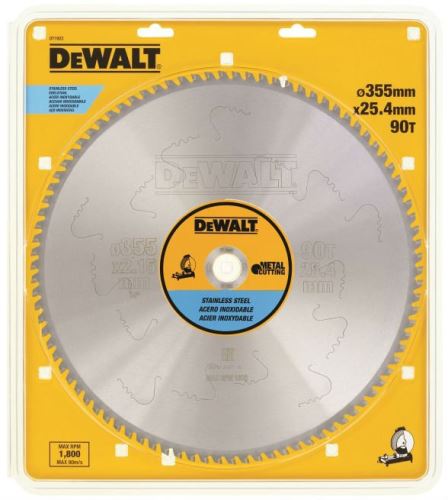 DeWALT Pilový kotouč EXTREME pro řezání nerezové oceli, 355 x 25,4 mm, 90 zubů DT1922