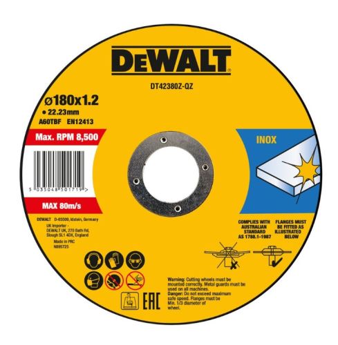 DeWALT Řezný kotouč na nerezovou ocel INOX 180 x 6 x 22,23 mm DT42380Z