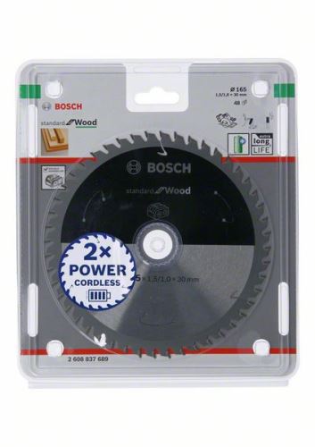 BOSCH Pilový kotouč pro aku pily; Standard for Wood 165x30x1,5/1,0x48T 2608837689