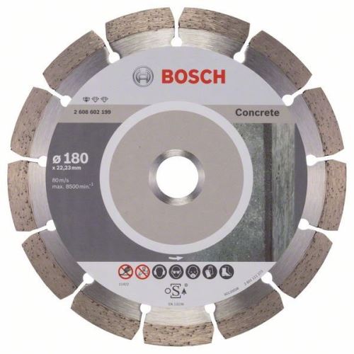 BOSCH Diamantový dělicí kotouč Standard for Concrete 180 x 22,23 x 2 x 10 mm 2608602199