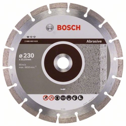 BOSCH Diamantový dělicí kotouč Standard for Abrasive 230 x 22,23 x 2,3 x 10 mm 2608602619