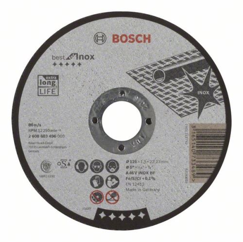 BOSCH Dělicí kotouč rovný Best for Inox A 46 V INOX BF, 125 mm, 1,5 mm 2608603496