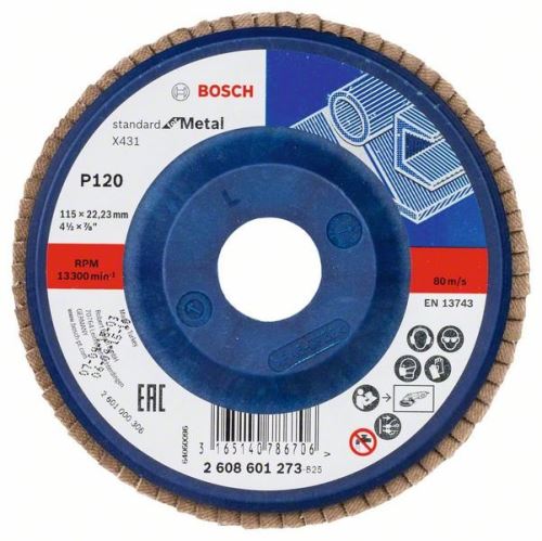 BOSCH Lamelový brusný kotouč X431, Standard for Metal 115 mm, 22,23 mm, 120 2608601273