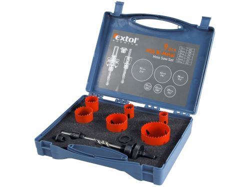 EXTOL PREMIUM vrtáky korunkové, instalatérské, 6 průměrů O 19-57mm, HSS/Bi-metal 8801602