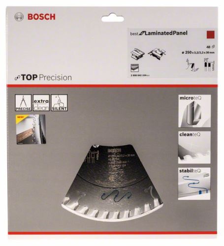 BOSCH Pilový kotouč do okružních pil Top Precision Best for Laminated Panel Abrasive 250 x 30 x 3,2 mm, 48 2608642104