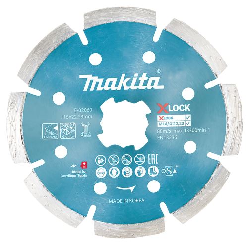 MAKITA kotouč řezný diamantový 115x2.2x22.23 mm X-Lock E-02060