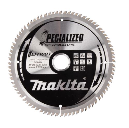 MAKITA kotouč pilový dřevo Efficut 216x2x30 mm 80 zubů E-08894