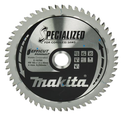 MAKITA kotouč pilový hliník Efficut 165x1.5x20 mm 54 zubů E-16760