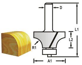 MAKITA Zaoblovací fréza s ložiskem stopka 8 mm,19x9,5x53 mm R 32 mm D-48359