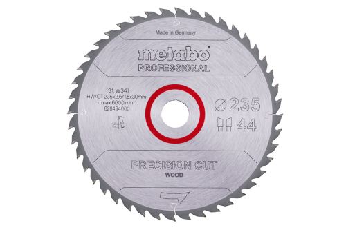 METABO Pilový kotouč „precision cut wood - professional“, 235x30 mm, 44 zubů, 15° 628494000