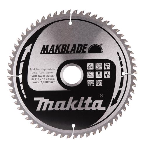 MAKITA kotouč pilový dřevo MAKBLADE 216x2x30 mm 60 zubů B-32839