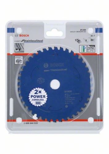 BOSCH Pilový kotouč pro aku pily; Expert for Stainless Steel 160x20x1,6/1,3x40T 2608644533