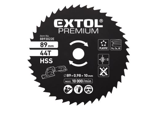 EXTOL PREMIUM Kotouč pilový HSS, ∅89x1x10mm, 44T