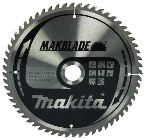 MAKITA kotouč pilový dřevo MAKBLADE 255x2.3x30 mm 60 zubů B-32792