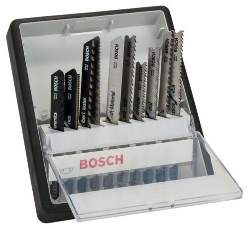 BOSCH 10dílná sada pilových plátků Robust Line Top Expert, se stopkou T T 130 RIFF; T 118 AHM; T 141 HM; T 101 A; T 113 A; T 101 BF; T 101 BIF; T 118 AF; T 227 D; T 123 X 2607010574