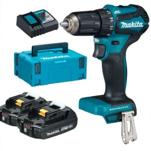 MAKITA Aku bezuhlíkový šroubovák Li-ion LXT 18V/2,0 Ah, Makpac DDF485RAJ