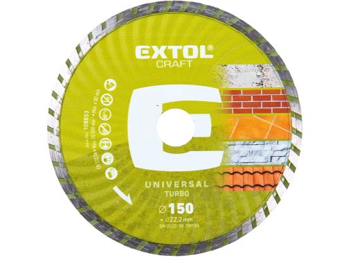 EXTOL CRAFT kotouč diamantový řezný, turbo - suché i mokré řezání, O 150x22,2x2,3mm 108853