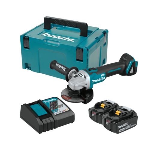 Makita Aku úhlová bruska 125mm Li-ion LXT 18V/5,0Ah, Makpac DGA504RTJ