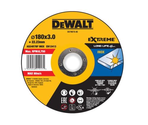 DeWALT Řezný kotouč EXTREME 180 x 22,23 x 3 mm Inox Type 42 DX7967S