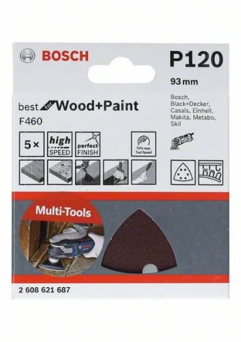 BOSCH Brusný papír F460 BfWP, G180, 93 mm (5 ks) 2608621688