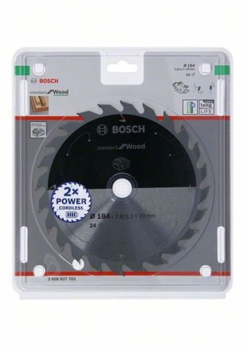 BOSCH Pilový kotouč pro aku pily; Standard for Wood 184x20x1,6/1,1x24T 2608837702