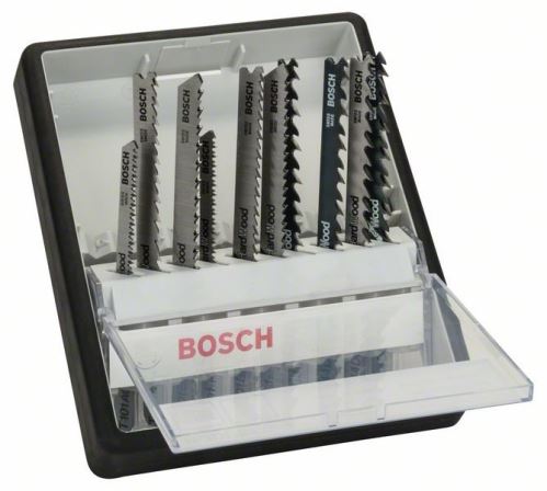 BOSCH 10dílná sada pilových plátků Robust Line Wood Expert, se stopkou T T 101 AO; T 101 B; T 101 BR; T 101 AOF; T 101 BF; T 101 BRF; T 244 D; T 144 D; T 144 DF; T 144 DP 2607010540