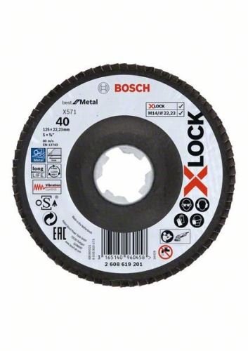 BOSCH X-LOCK Lamelové brusné kotouče Best for Metal systému Ø 125 mm, G 40, X571, lomená verze, sklolaminát 2608619201