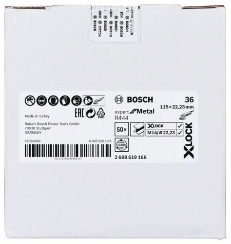 BOSCH X-LOCK Fíbrové brusné kotouče Expert for Metal systému Ø 115 mm, G 36, R444 2608619166