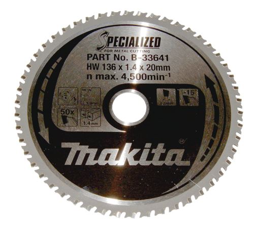 MAKITA kotouč pilový ocel SPECIALIZED 136x1.4x20 mm 50 zubů B-33641