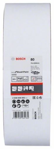 BOSCH 10dílná sada brusných pásů X440 75 x 533 mm, 80 2608606082