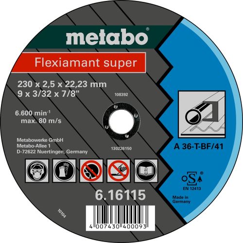 METABO Brusný kotouč Flexiamant super 115 x 2,0 x 22,23 ocel, TF 41 616105000