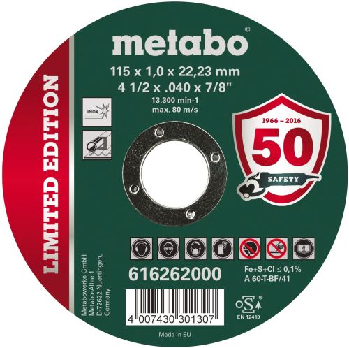 METABO Řezný kotouč Inox 115x1,0x22,23 616262000