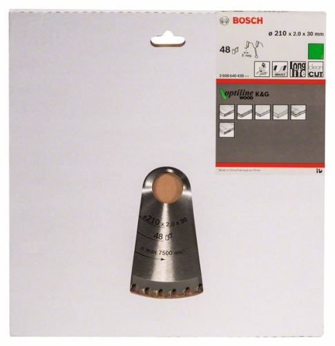 BOSCH Pilový kotouč Optiline Wood 210 x 30 x 2,0 mm, 48 2608640430