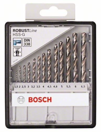 BOSCH Sada vrtáků do kovu Robust Line HSS-G, 13dílná, 135° 1,5; 2; 2,5; 3; 3,2; 3,5; 4; 4,5; 4,8; 5; 5,5; 6; 6,5 mm, 135° 2607010538