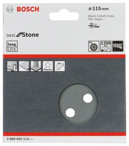 BOSCH Brusný papír F355, balení 5 ks 115 mm, 600 2608605113