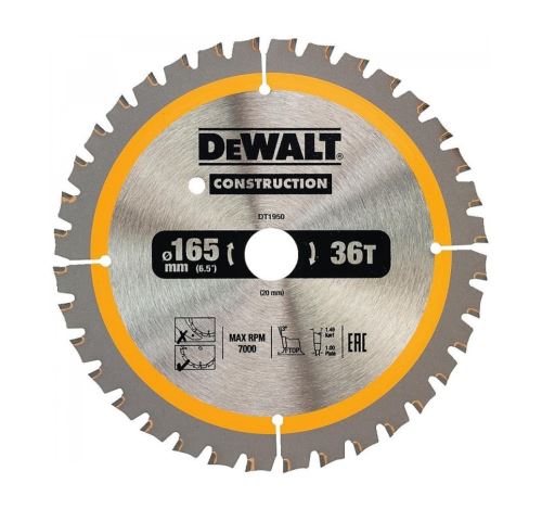 DeWALT Pilový kotouč na dřevo, 165 x 20 mm, 40 zubů, FTOP 3°, šířka kotouče 1 mm DT1950