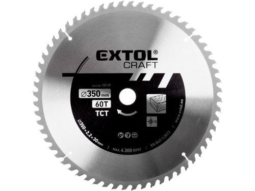 EXTOL CRAFT kotouč pilový s SK plátky, O 350x3,2x30mm, 60T 19119