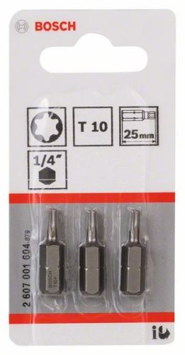 BOSCH Šroubovací bit zvlášť tvrdý Extra-Hart T10, 25 mm (3 ks) 2607001604