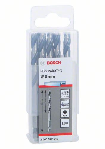 BOSCH Vrták do kovu HSS PointTeQ HEX se 6hrannou stopkou; 6.0 mm 2608577546