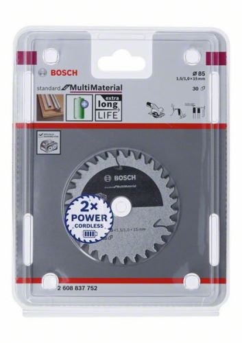 BOSCH Pilový kotouč pro aku pily; Standard for Multi Material 85x15x1,5/1,0x30T 2608837752