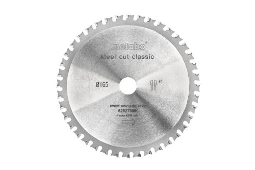 METABO Pilový kotouč 165 x 20 mm, 40 zubů, WZ 4°SteelCutClassic  628273000