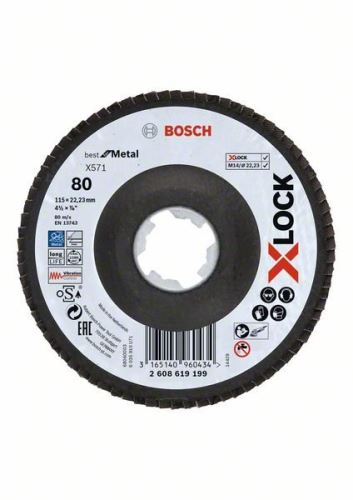 BOSCH X-LOCK Lamelové brusné kotouče Best for Metal systému Ø 115 mm, G 80, X571, lomená verze, sklolaminát 2608619199