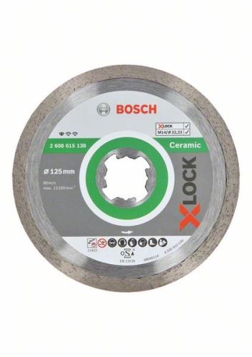 BOSCH X-LOCK Diamantový řezný kotouč Standard for Ceramic systému 125 x 22,23 x 1,6 x 7 mm 2608615138