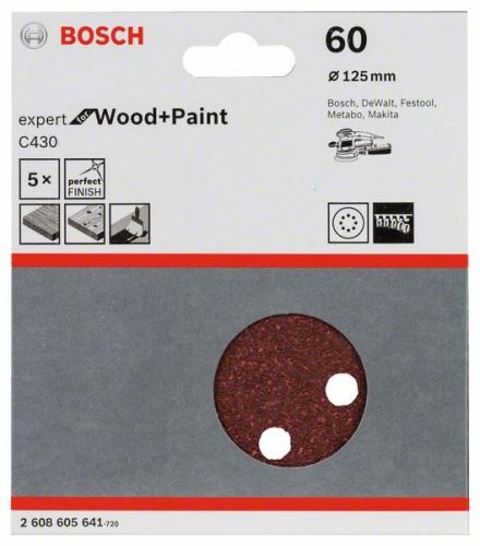 BOSCH Brusný papír C430, balení 5 ks 125 mm, 60 2608605641