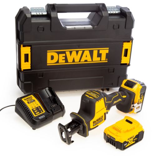 Dewalt  Bezuhlíková kompaktní přímočará pila 18V XR (2 x 5,0 Ah baterie) v TSTAK boxu DCS369P2