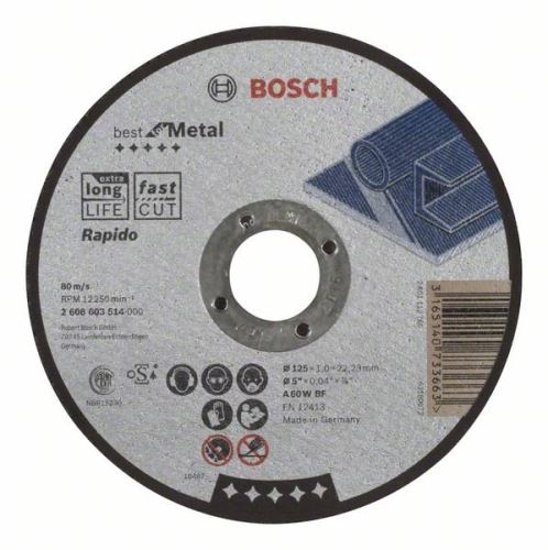 BOSCH Dělicí kotouč rovný Best for Metal – Rapido A 60 W BF, 125 mm, 1,0 mm 2608603514