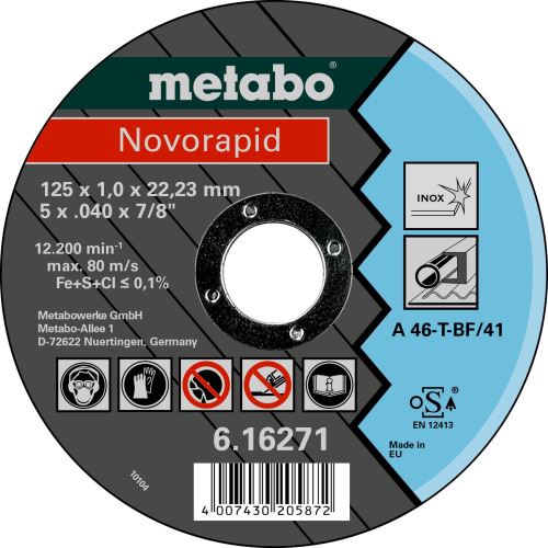 METABO Řezný kotoučNovorapid Inox 125x1,0x22,23 616271000