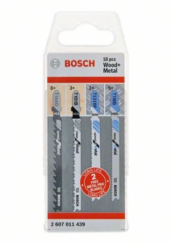 BOSCH Sada pilových plátků Wood and Metal, 18 ks 2607011439