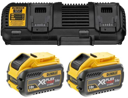 DeWALT Duální nabíječka s akumulátory 2× 9,0Ah Li-ion FLEXVOLT 18V/54V DCB132X2